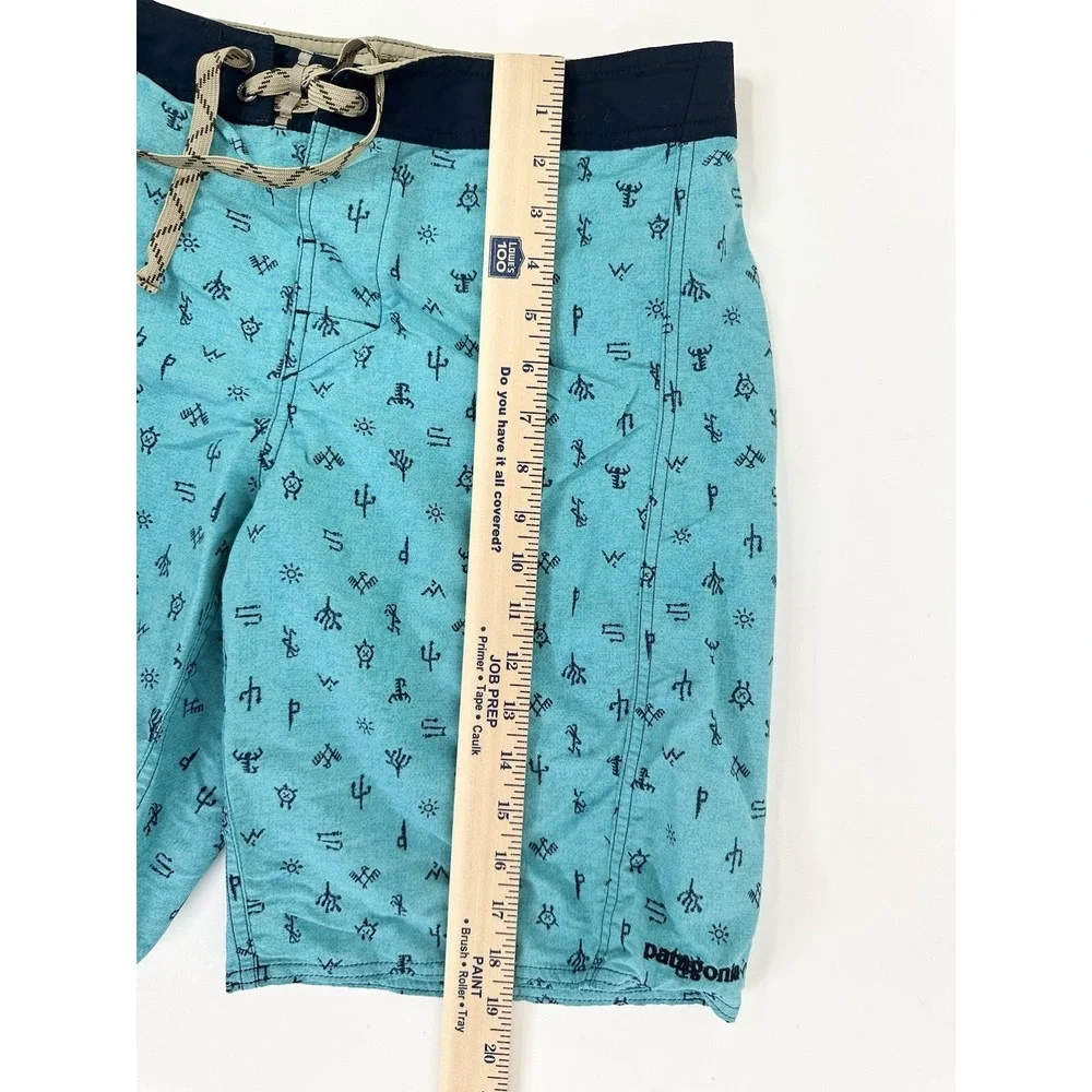 Patagonia Board Shorts Men's 28 Swim Surf Drawstring Cactus Print Blue‎